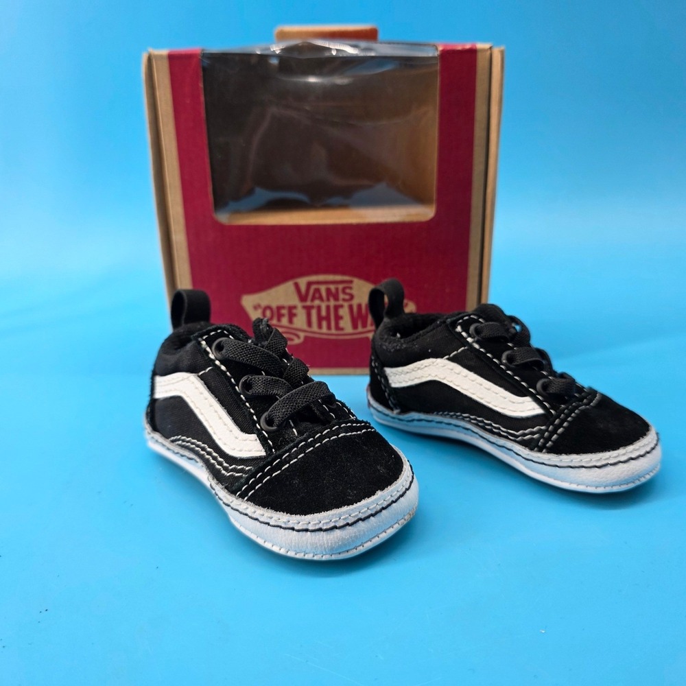 Vans Old Skool Crib Shoes Black True White Infant Size 2.0 VN0A3U8K6BT Sneaker